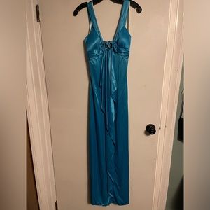 Silk material blue formal dress